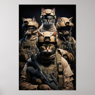 Poster Art Chats Militaires
