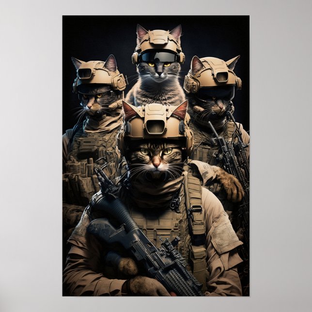 Poster Art Chats Militaires (Devant)