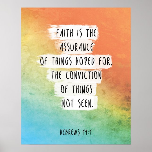 Poster art chrétien, Bible Verse Print, Hébreux 11:1, (Devant)