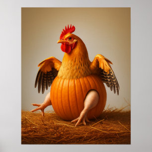 Poster Art citrouille Poulet, Amusant Mur de Poulet
