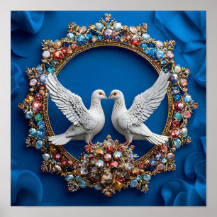 Poster Art colombes de mariage