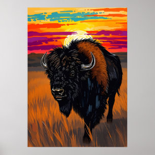 Poster Art de bison américain