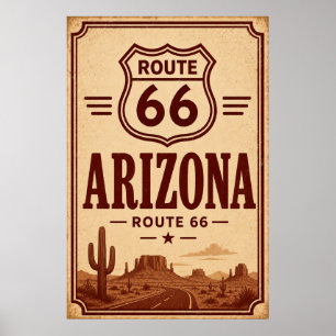 Poster Art de bord de route du désert de l'Arizona sur la