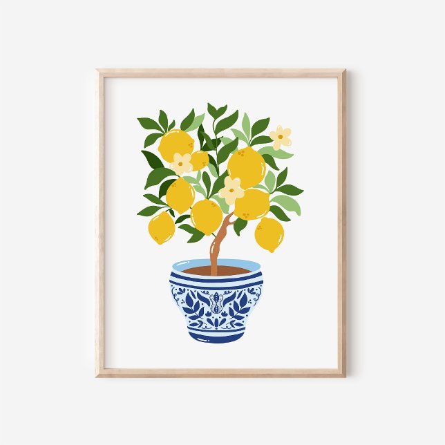 Poster Art de branche de citron de pot de gingembre de ch (Créateur téléchargé)