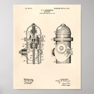 Poster Art de brevet de la bouche d'incendie 1903 - vieux