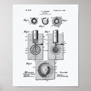 Poster Art de brevet de la boule de golf 1902 - livre