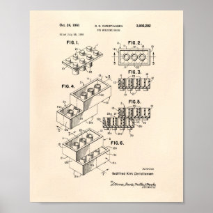Poster Art de brevet de la brique 1961 de bâtiment de