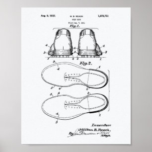 Poster Art de brevet de la chaussure 1932 de golf - livre