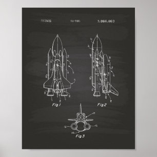 Poster Art de brevet de la navette spatiale 1975 -