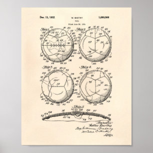 Poster Art de brevet du ballon de football 1932 - vieux