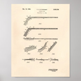 Poster Art de brevet du bâton de hockey 1935 - vieux