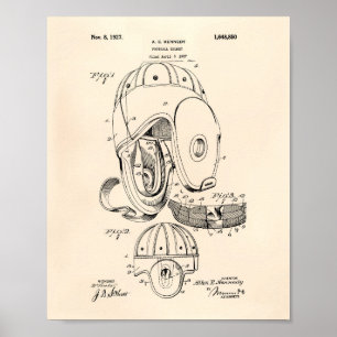 Poster Art de brevet du casque de football 1927 - vieux