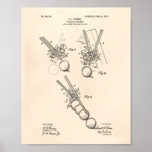 Poster Art de brevet du pont 1908 de billard - vieux