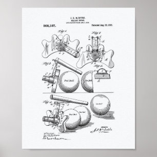 Poster Art de brevet du pont 1910 de billard - livre