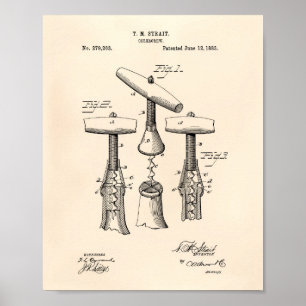Poster Art de brevet du tire-bouchon 1883 - vieux Peper