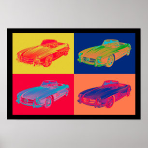 Poster Art de bruit convertible du benz 300 SL de