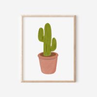 Art de cactus en pot au pastel à l'huile dessiné à