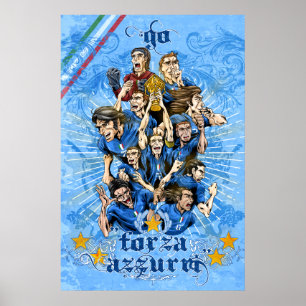 Poster Art de Calcio du football de l'Italie Forza