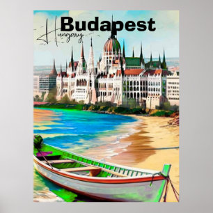 Poster Art de carte postale de voyage à Budapest, carte p
