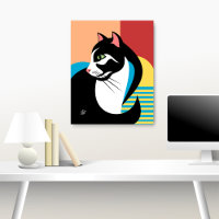 Art de chat noir et blanc stylisé
