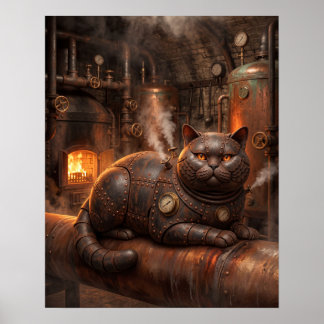 Poster Art de chaudière British Shorthair rouillé