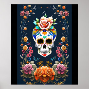 Poster Art de crâne en sucre - Célébrer la vie