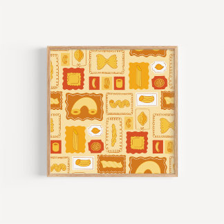 Poster Art de cuisine de nouilles de pâtes dessinées à la