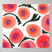 Art de doodle audacieux et chaud de pavots à l'aqu