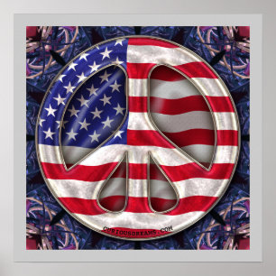 Poster Art de drapeau de paix des Etats-Unis