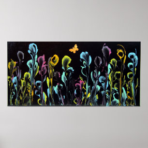 Poster Art de ficelle avec le papillon dessus