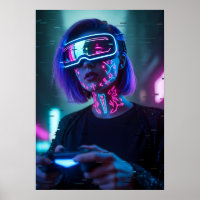 Art de fille de gamer Cyberpunk