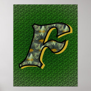 Poster Art de fleur de marguerite monogramme initial F