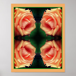 Poster Art de fleur de miroir de rose de pêche en fleurs