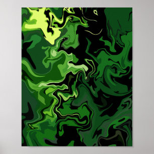 Poster Art de flux vert abstrait