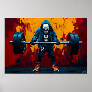 Poster Art de force de levage de crâne Powerlifter