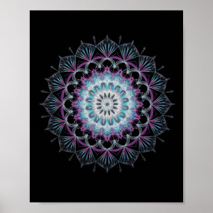 Poster Art de géométrie fractale sacrée Mandala aquarelle