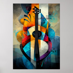 Poster Art de guitare abstrait - Conception musicale géom