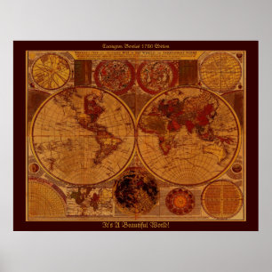 Poster Art de la carte de l'ancien monde 1780