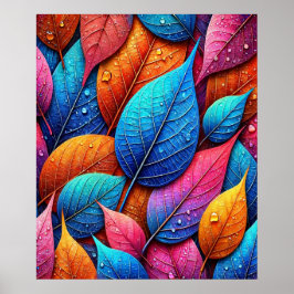 Poster Art de la feuille vibre - Design coloré de la natu