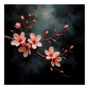 Poster Art de la fleur de pêcher vietnamienne