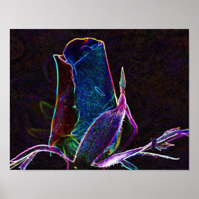 Poster Art de la fleur de rose électrique (Devant)