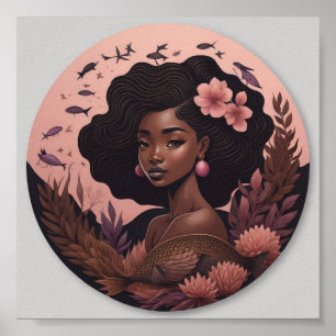 Poster Art de la Fleur des femmes africaines