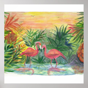 Poster Art de la Floride - flamants