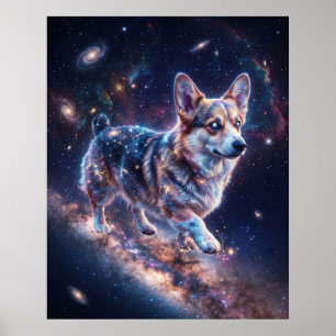 Poster Art de la galaxie de la Voie lactée Corgi cosmique