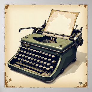 Poster Art de la machine à écrire simple