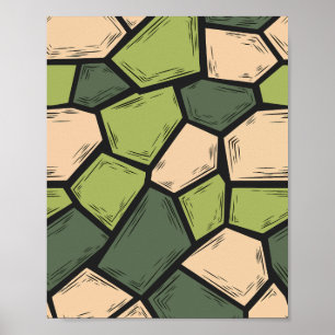 Poster Art de la mosaïque biologique dans les tons vert e