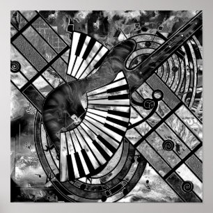 Poster Art de la musique Abstraite - Textures mixtes en n