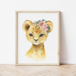 Poster Art de la nurserie d'animaux de safari dans la jun