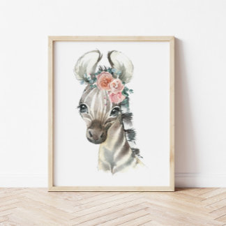 Poster Art de la nurserie d'animaux de safari jungle, Zèb