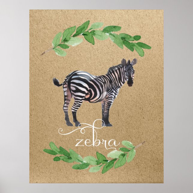 Poster Art de la nurserie de la jungle safari zèbre (Devant)